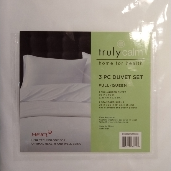 Truly Calm Antimicrobial and Anti-Odor 3 Piece Full/Queen Duvet Set - White - Picture 6 of 7